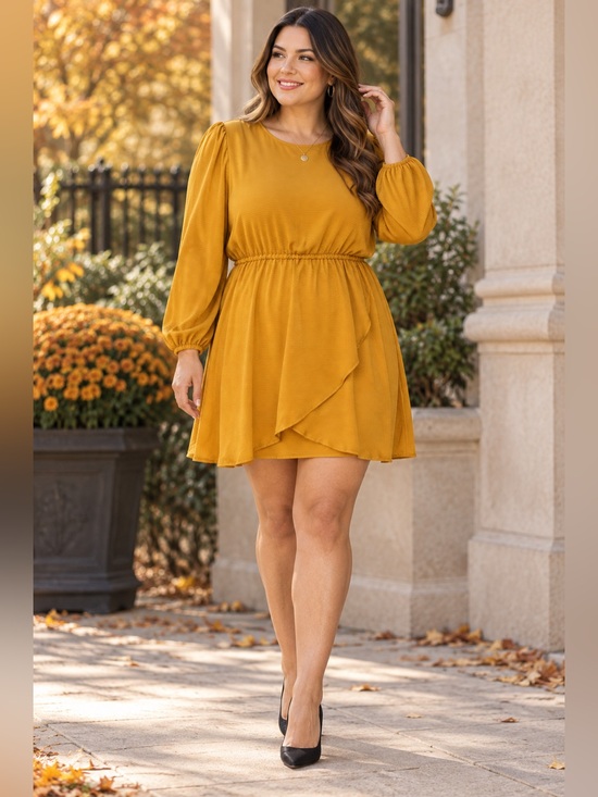 MICHAEL Michael Kors Dresses & Skirts - MICHAEL Michael Kors Mustard Long Sleeve Flounce Mini Dress Size L